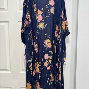 Sewing New Futures Navy Floral Kimono One Size
